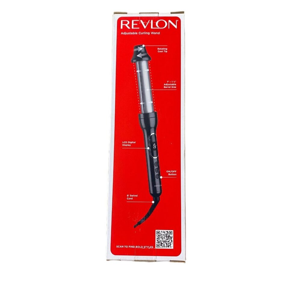 Revlon 2-in-1 Adjustable Mix Curling Wand 1” to 1 1/2 ” Curls Waves New - Picture 2 of 5